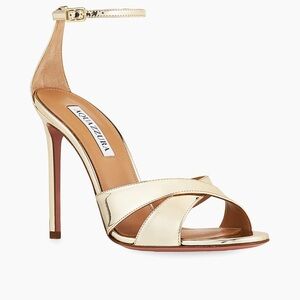 Aquazzura Metallic Gold Ankle Strap Heels